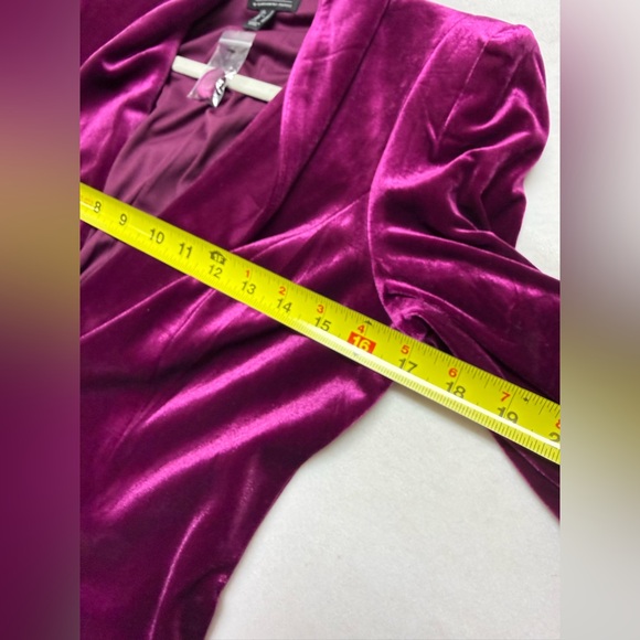 Aidan by Adrianna Papell Magenta Velvet Tuxedo Dress – Feather Hem 💖 - Picture 10 of 14
